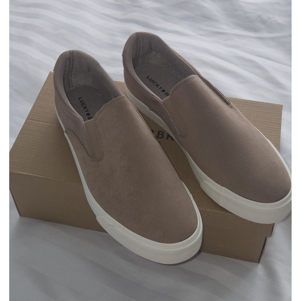 Lucky Brand Mens Slip On Sneakers Tan Textured Casual Skate Shoes size 9